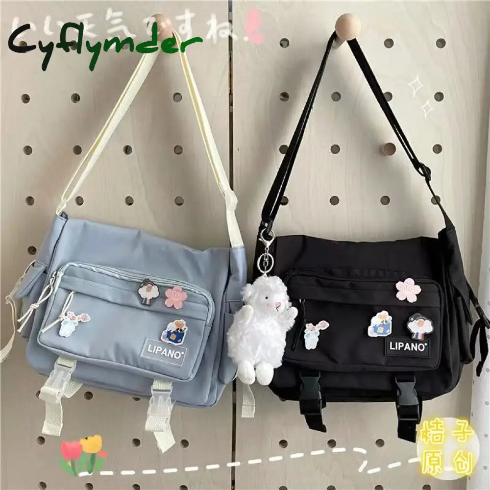 Cyflymder Japanese Harajuku Crossbody Bags For Women High School Girls Messenger Bag Patchwork