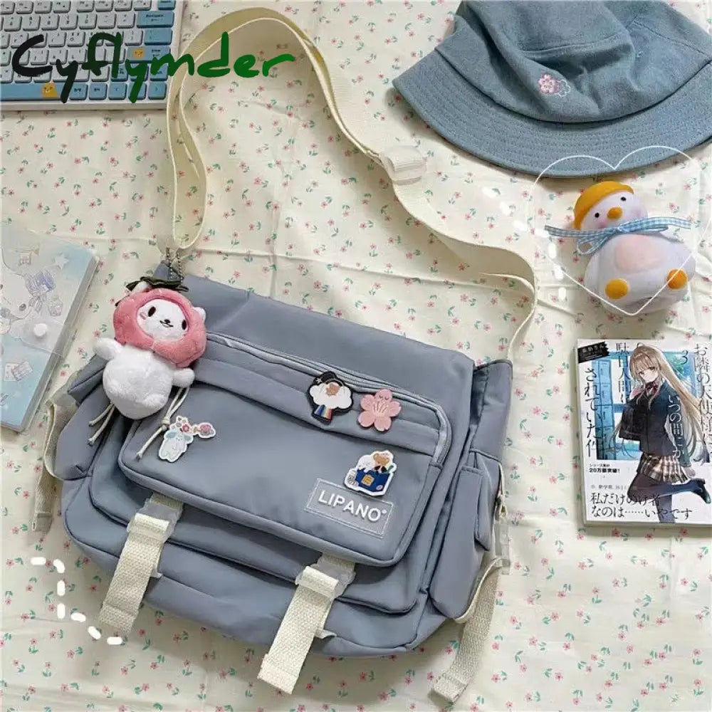 Cyflymder Japanese Harajuku Crossbody Bags For Women High School Girls Messenger Bag Patchwork