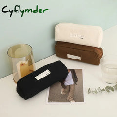 Cyflymder Japanese Ins Style Black And Beige Cosmetic Pencil Case Korea Junior High School Canvas