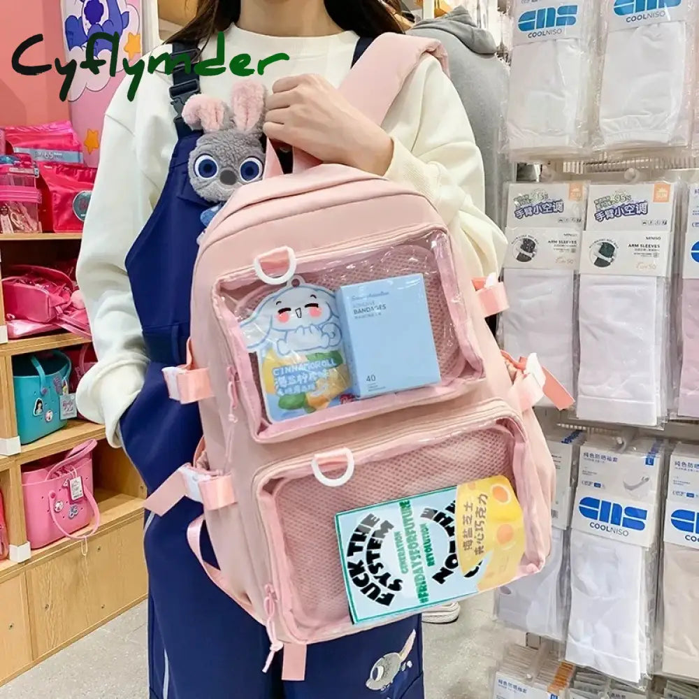 Cyflymder Japanese Kawaii Itabag Women New Transparent Backpack Women Large Capacity Ita Backpack School Bags for