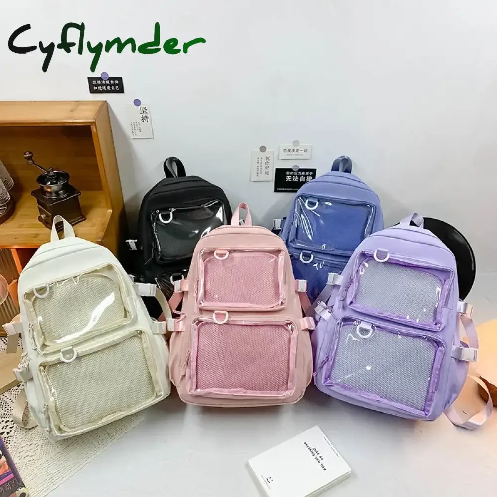 Cyflymder Japanese Kawaii Itabag Women New Transparent Backpack Women Large Capacity Ita Backpack School Bags for