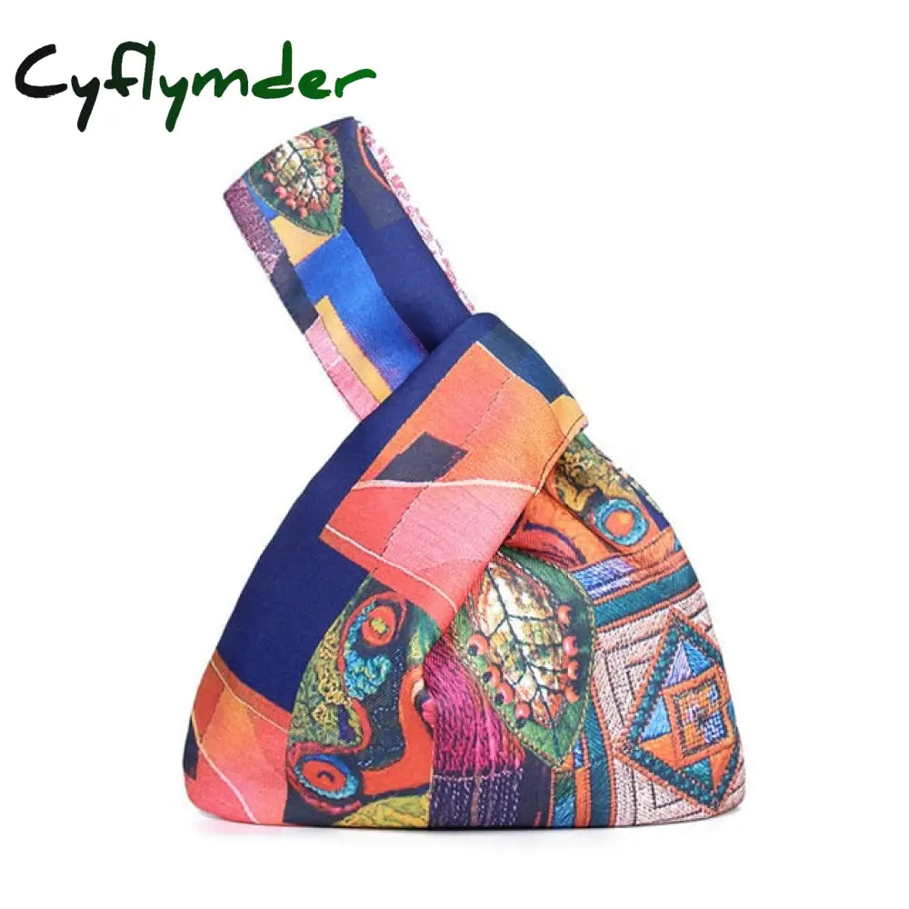 Cyflymder Japanese Mini Portable Knot Wrist Bag Women Top Handle Simple Purses Handbags Waterproof