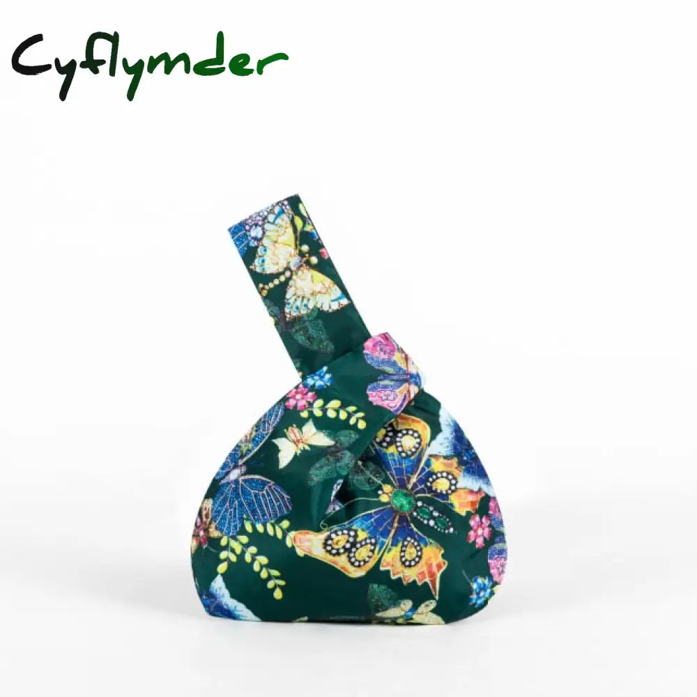 Cyflymder Japanese Mini Portable Knot Wrist Bag Women Top Handle Simple Purses Handbags Waterproof