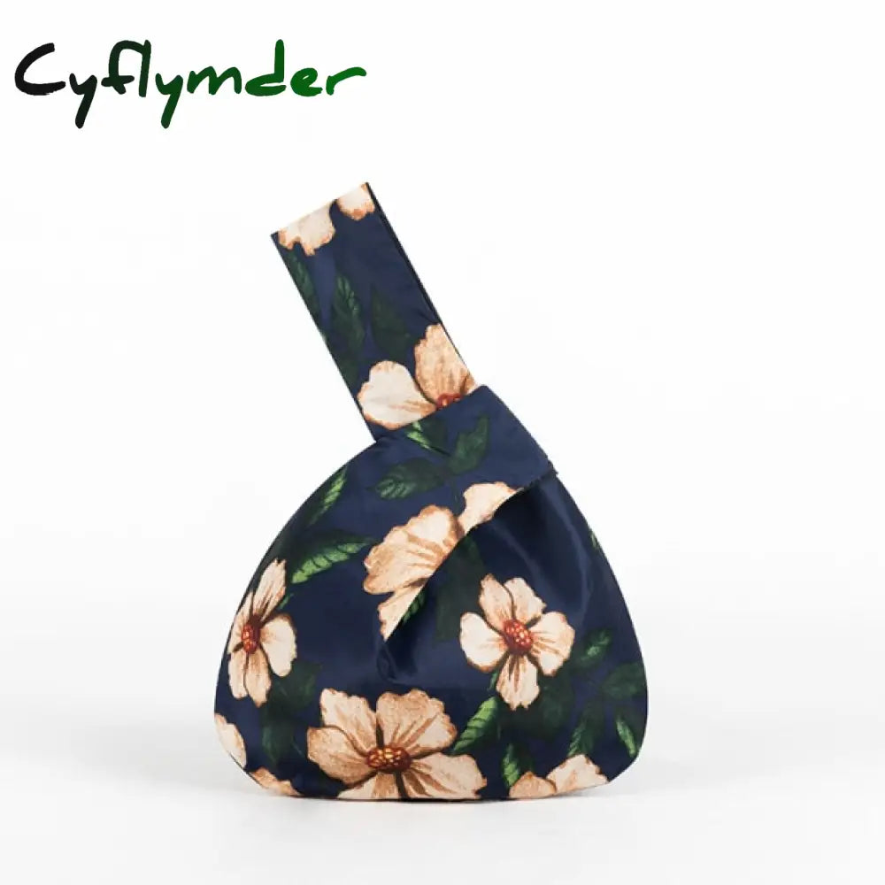 Cyflymder Japanese Mini Portable Knot Wrist Bag Women Top Handle Simple Purses Handbags Waterproof