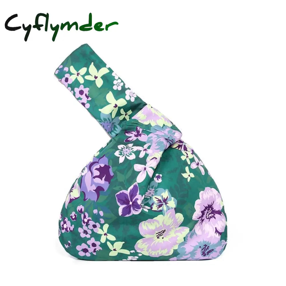 Cyflymder Japanese Mini Portable Knot Wrist Bag Women Top Handle Simple Purses Handbags Waterproof