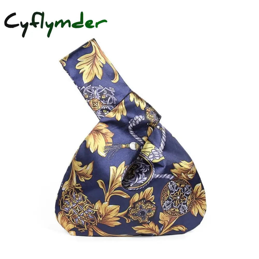 Cyflymder Japanese Mini Portable Knot Wrist Bag Women Top Handle Simple Purses Handbags Waterproof