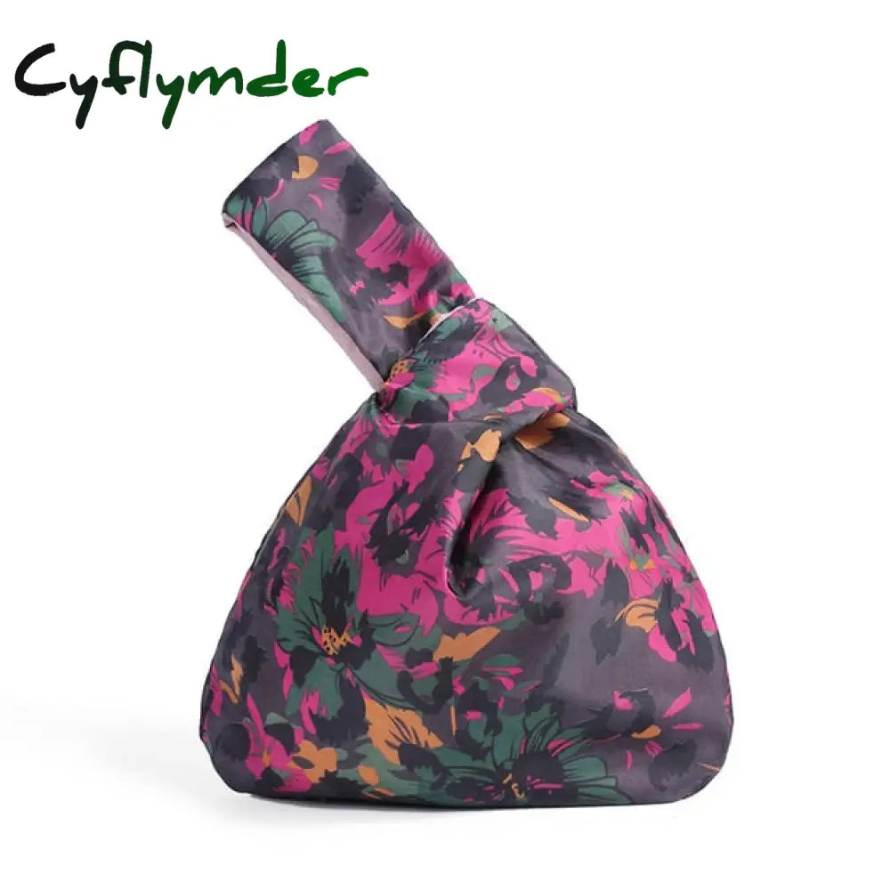 Cyflymder Japanese Mini Portable Knot Wrist Bag Women Top Handle Simple Purses Handbags Waterproof