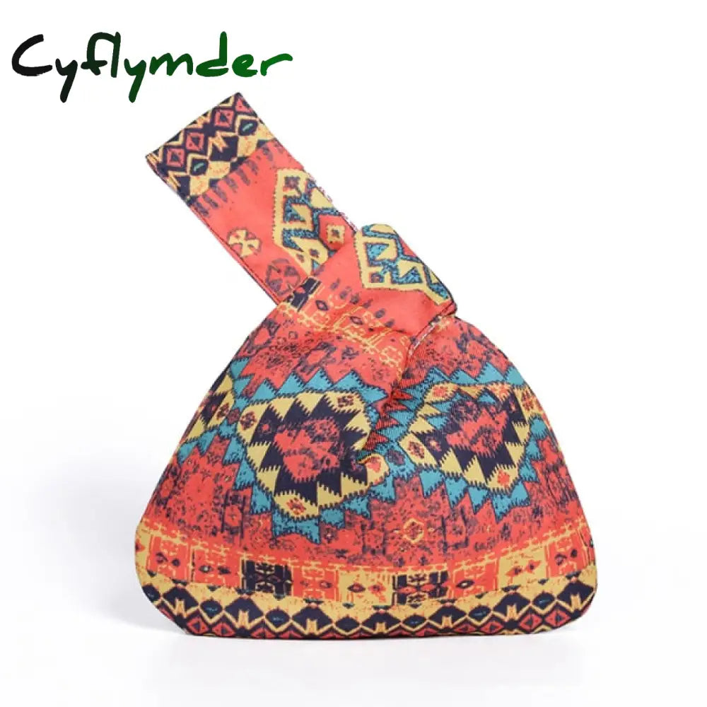 Cyflymder Japanese Mini Portable Knot Wrist Bag Women Top Handle Simple Purses Handbags Waterproof