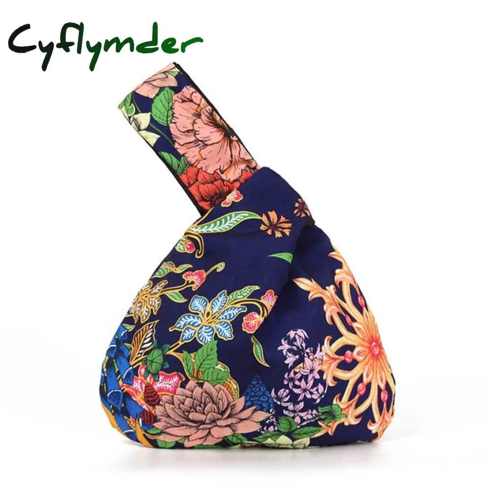 Cyflymder Japanese Mini Portable Knot Wrist Bag Women Top Handle Simple Purses Handbags Waterproof