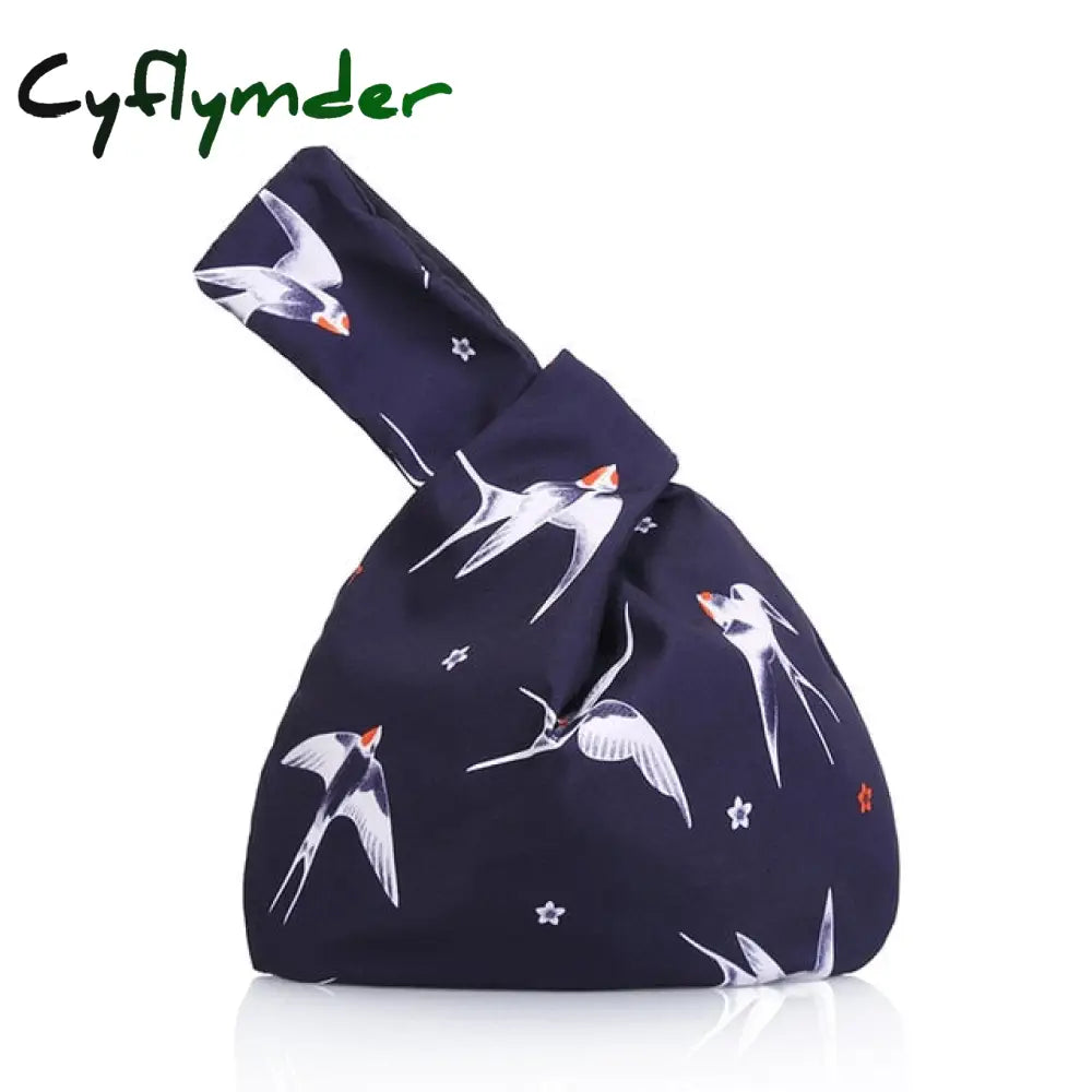 Cyflymder Japanese Mini Portable Knot Wrist Bag Women Top Handle Simple Purses Handbags Waterproof
