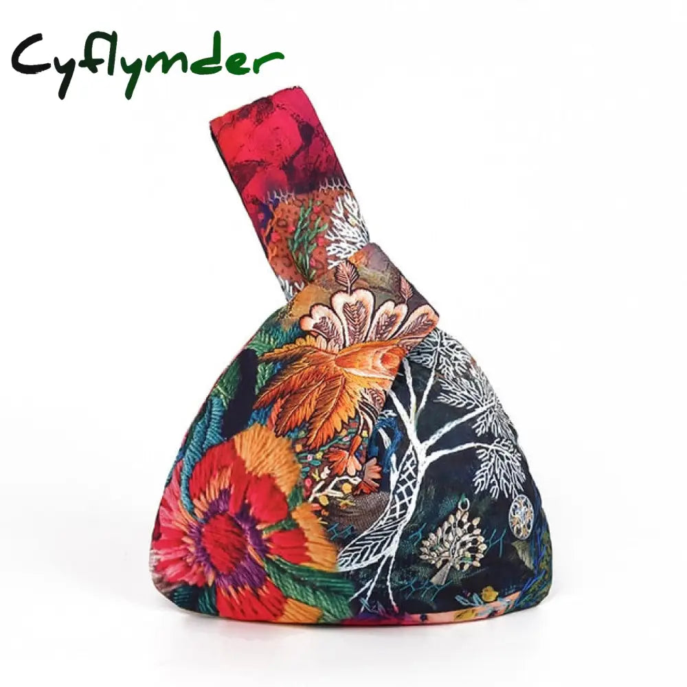 Cyflymder Japanese Mini Portable Knot Wrist Bag Women Top Handle Simple Purses Handbags Waterproof