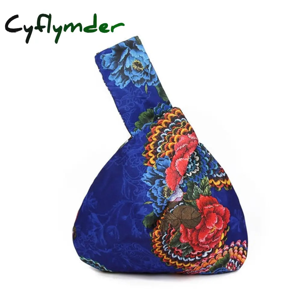 Cyflymder Japanese Mini Portable Knot Wrist Bag Women Top Handle Simple Purses Handbags Waterproof