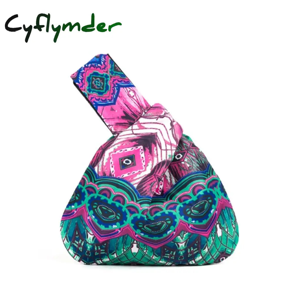 Cyflymder Japanese Mini Portable Knot Wrist Bag Women Top Handle Simple Purses Handbags Waterproof