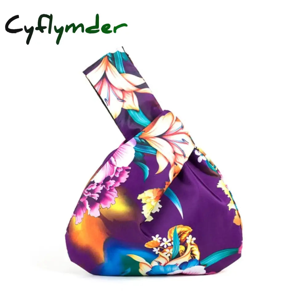 Cyflymder Japanese Mini Portable Knot Wrist Bag Women Top Handle Simple Purses Handbags Waterproof