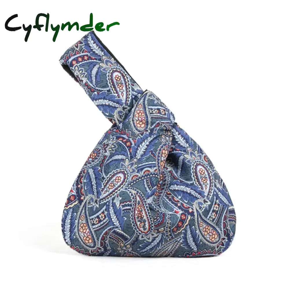 Cyflymder Japanese Mini Portable Knot Wrist Bag Women Top Handle Simple Purses Handbags Waterproof