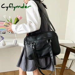 Cyflymder Japanese Preppy Style Shoulder Bag Women Pu Leather Jk Uniform Girls Handbags Pure Color