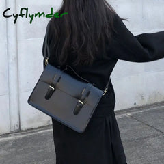 Cyflymder Japanese School Bag Female Solid Pu Leather Shoulder Messenger Women Big Handbag Large