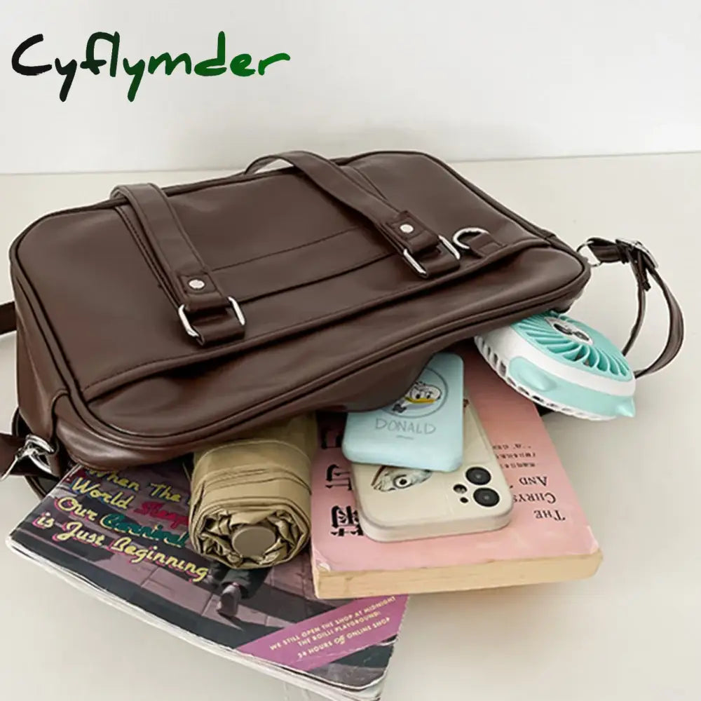 Cyflymder Japanese School Handbag with Adjustable Strap Kawaii Shoulder Bag with Zipper Closure Crossbody Bag Underarm