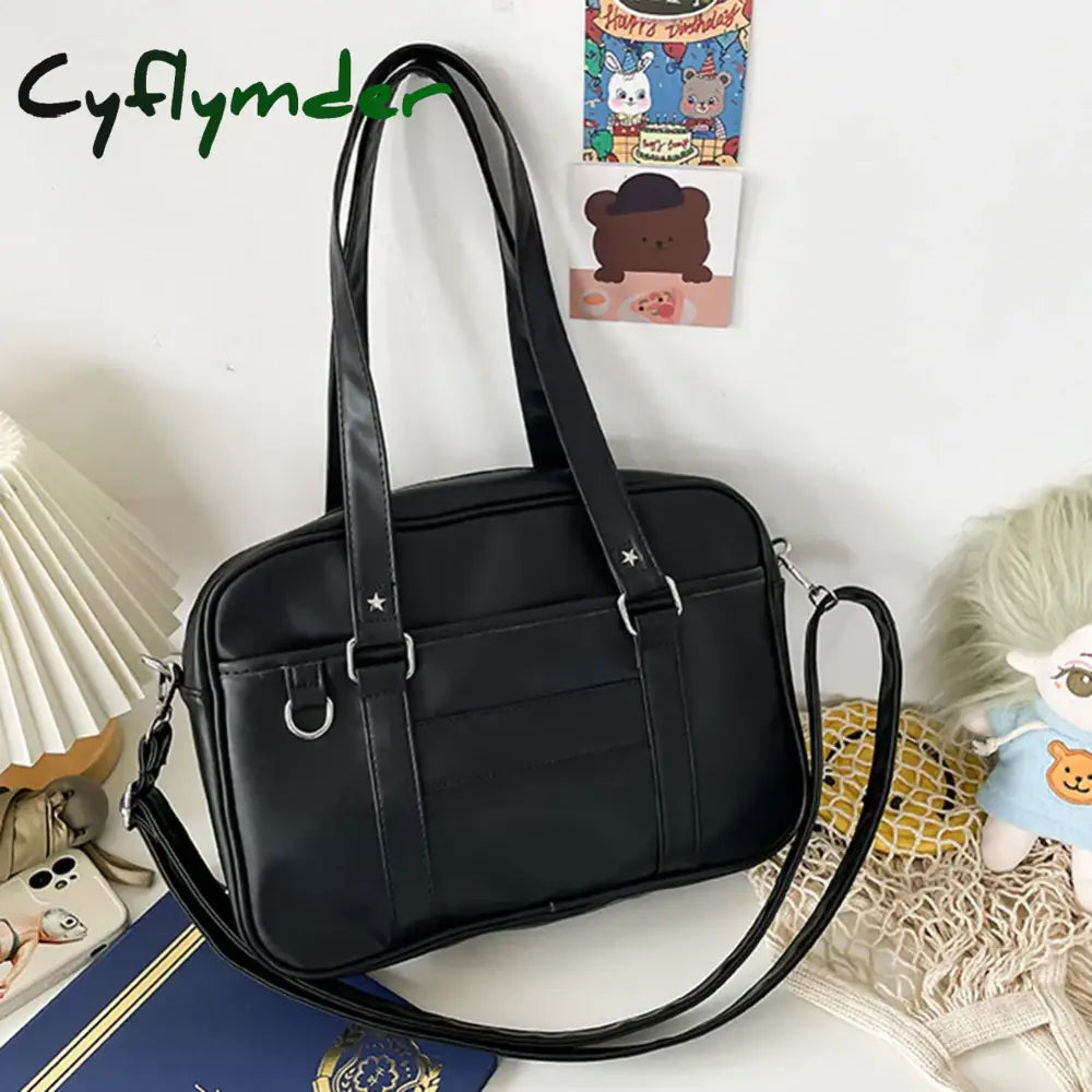 Cyflymder Japanese School Handbag with Adjustable Strap Kawaii Shoulder Bag with Zipper Closure Crossbody Bag Underarm