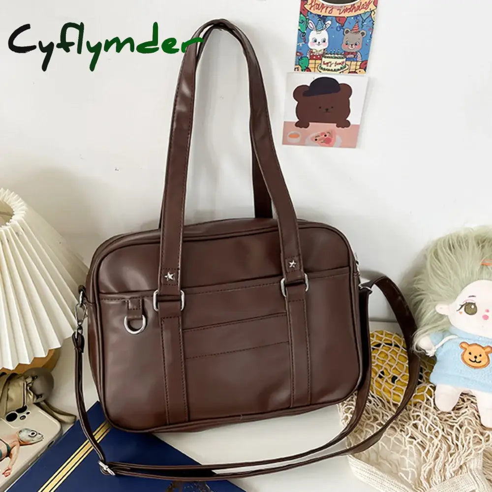 Cyflymder Japanese School Handbag with Adjustable Strap Kawaii Shoulder Bag with Zipper Closure Crossbody Bag Underarm