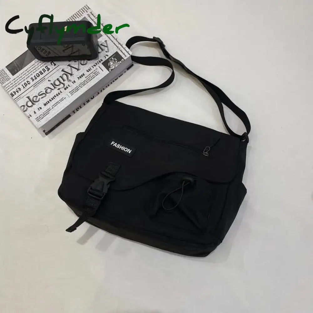 Cyflymder Japanese Simple Messenger Bag Pouch Nylon Waterproof Canvas Handbag Shoulder Crossbody