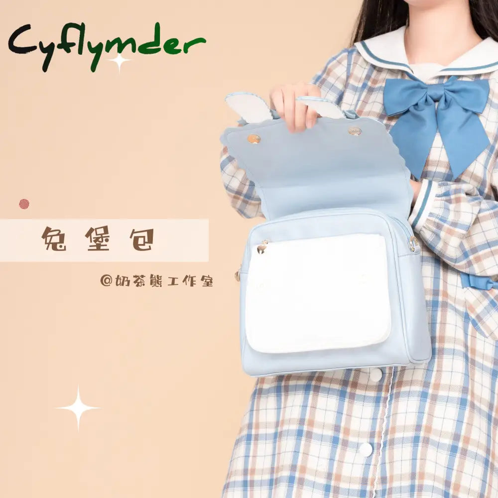 Cyflymder Japanese Student Sweet Lolita Jk Uniform Backpack Cute Lace Bowknot Kawaii Girl School