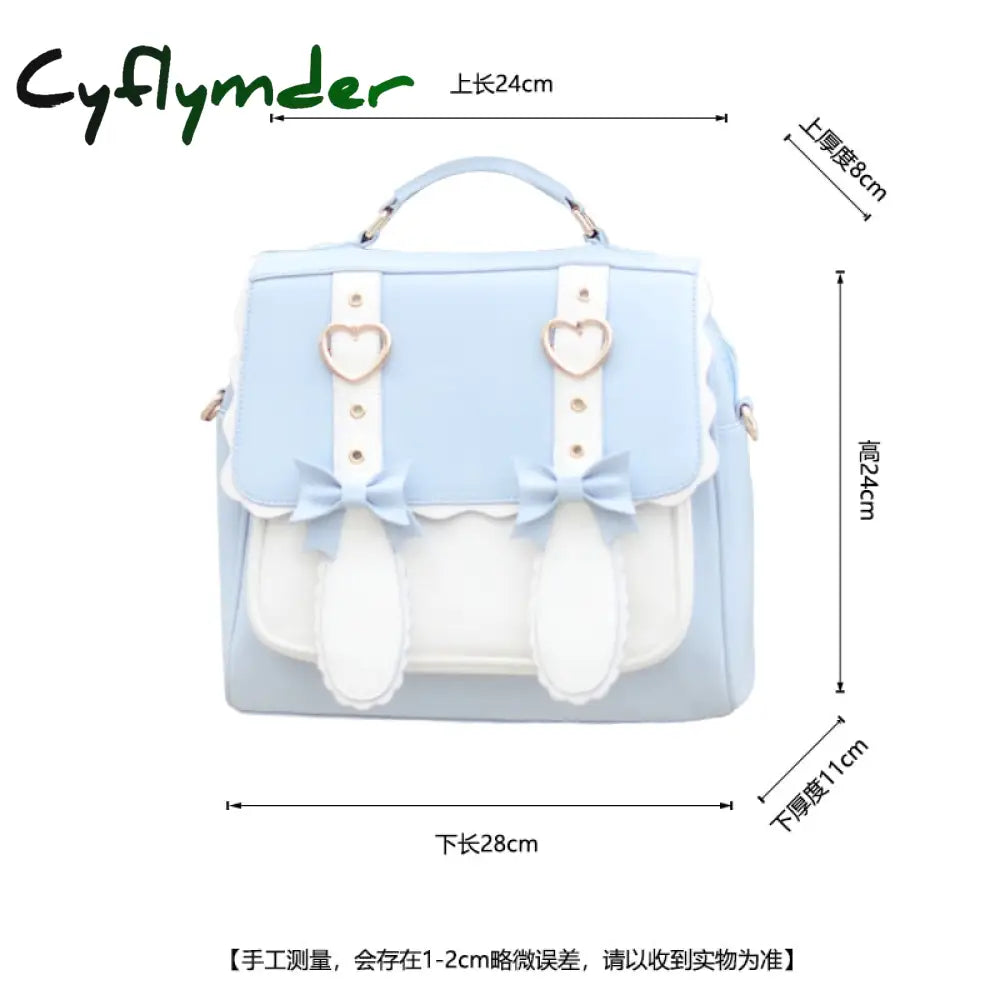 Cyflymder Japanese Student Sweet Lolita Jk Uniform Backpack Cute Lace Bowknot Kawaii Girl School