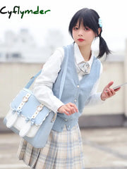 Cyflymder Japanese Student Sweet Lolita Jk Uniform Backpack Cute Lace Bowknot Kawaii Girl School