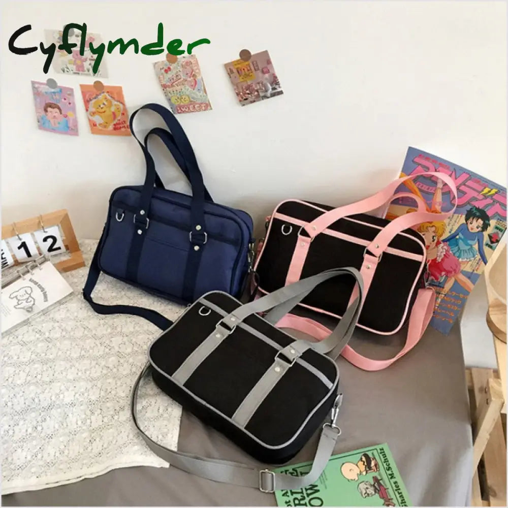 Cyflymder Japanese-Style Jk Pink Uniform Shoulder Bag Women’s Large-Capacity Luggage Handbag Tote