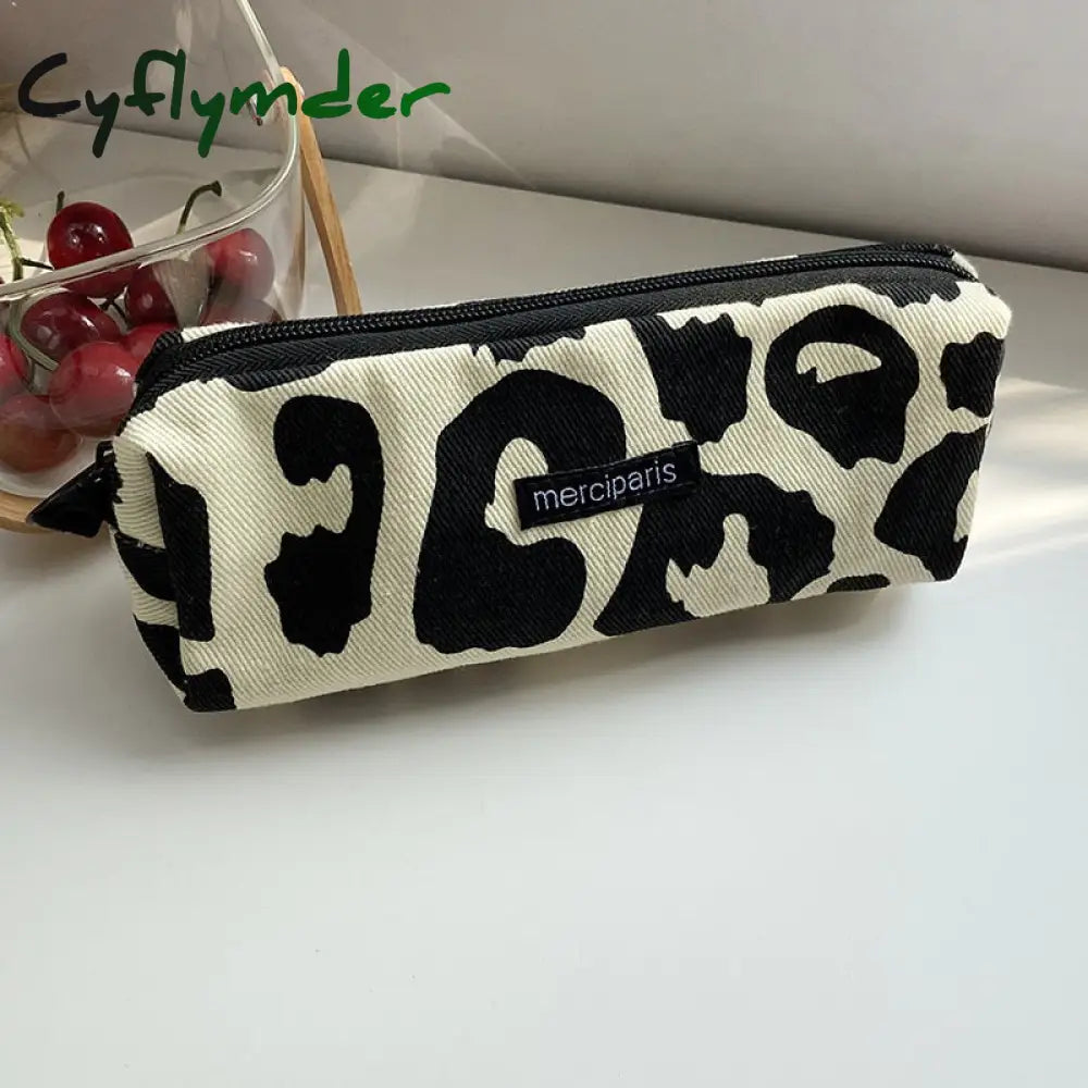 Cyflymder Japanese Style Plaid Cosmetic Bag Women Canvas Handbags Purse Organizer Pencil Bags