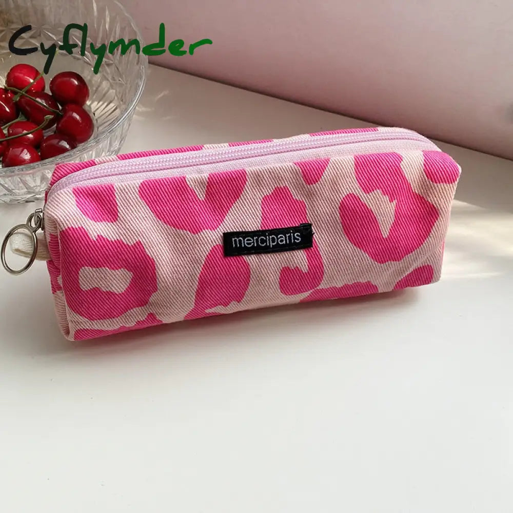 Cyflymder Japanese Style Plaid Cosmetic Bag Women Canvas Handbags Purse Organizer Pencil Bags