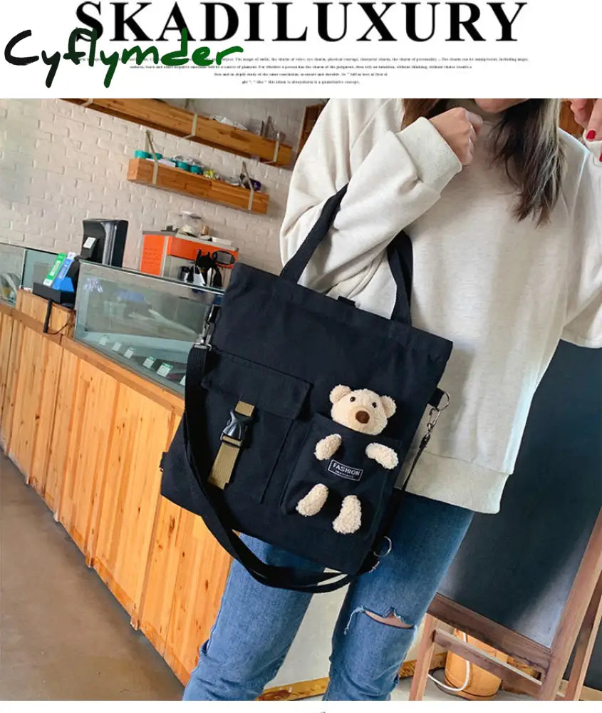 Cyflymder Kawaii Cartoon Tote Bag Canvas Handbag Shopping Super Cool Handbags Shoulder Bags For