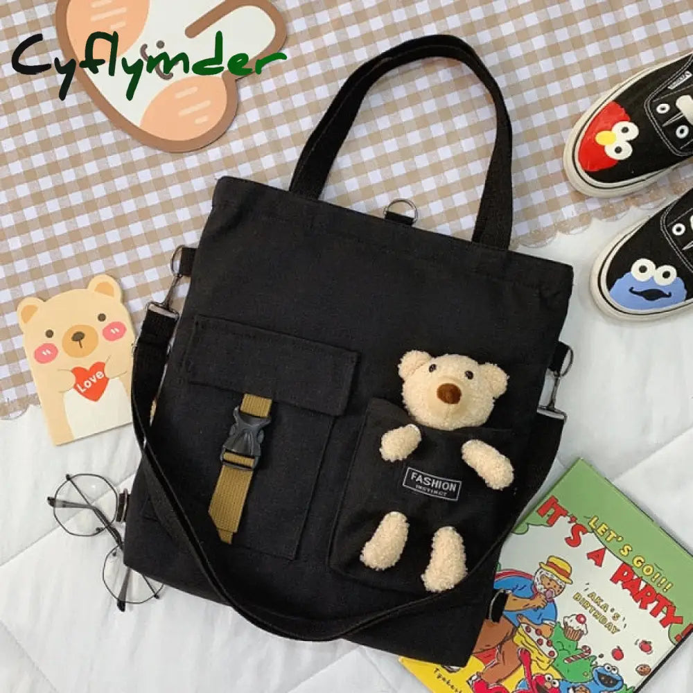 Cyflymder Kawaii Cartoon Tote Bag Canvas Handbag Shopping Super Cool Handbags Shoulder Bags For