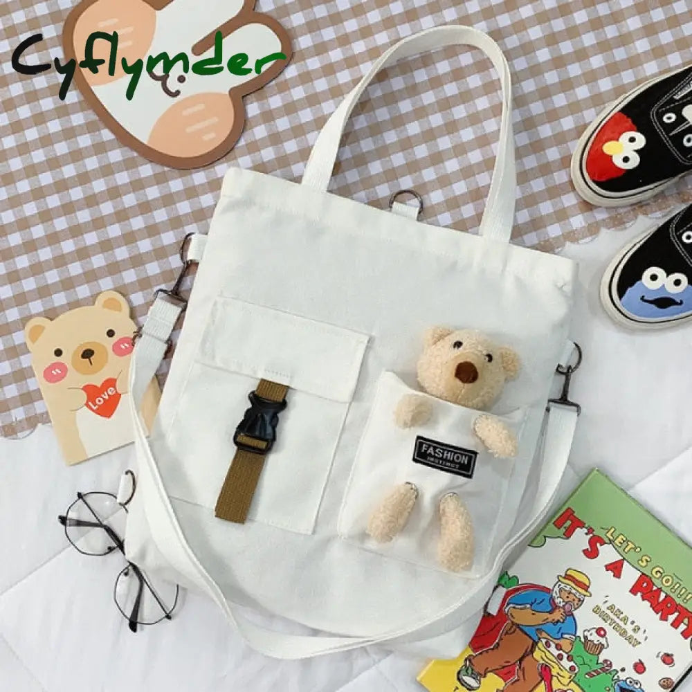 Cyflymder Kawaii Cartoon Tote Bag Canvas Handbag Shopping Super Cool Handbags Shoulder Bags For