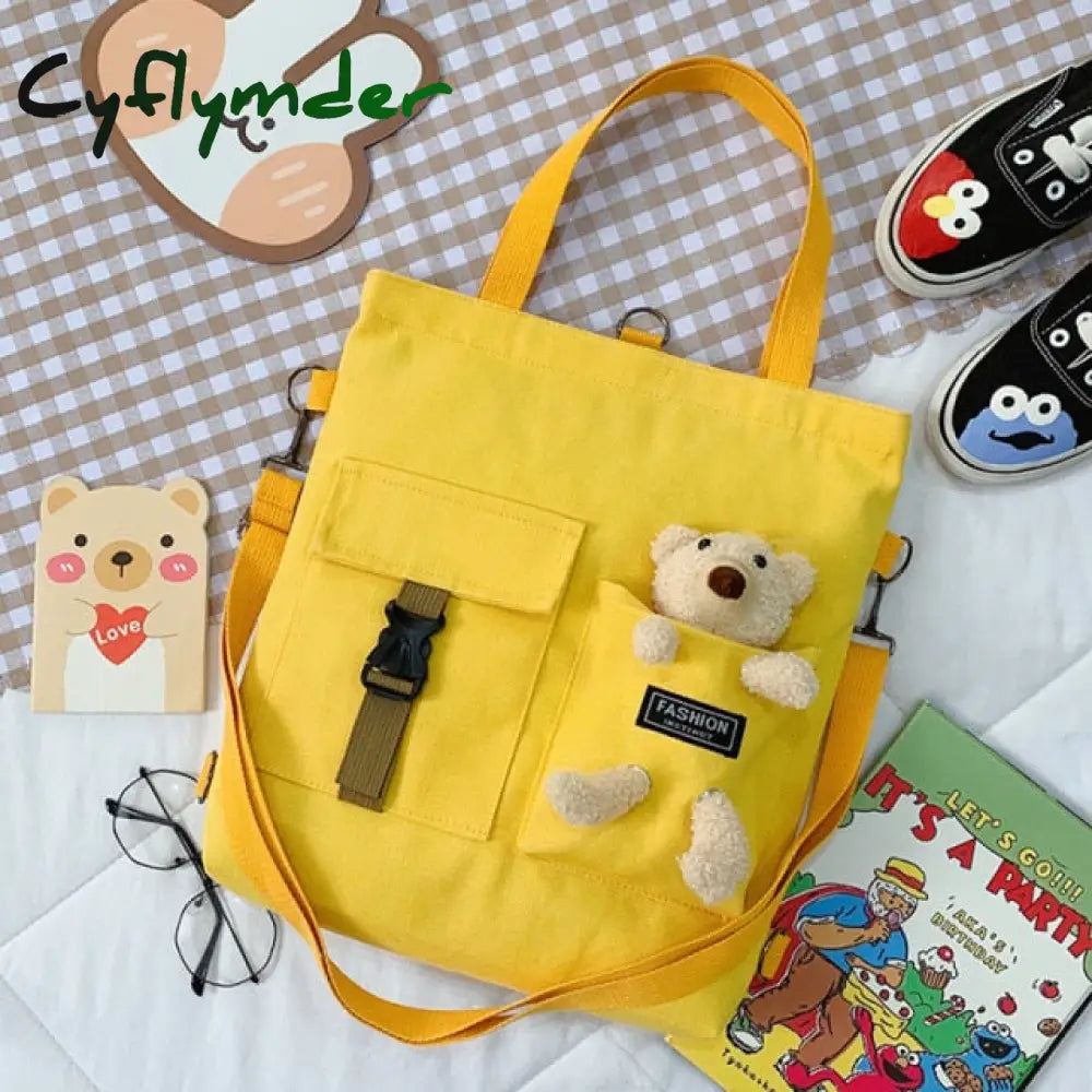 Cyflymder Kawaii Cartoon Tote Bag Canvas Handbag Shopping Super Cool Handbags Shoulder Bags For