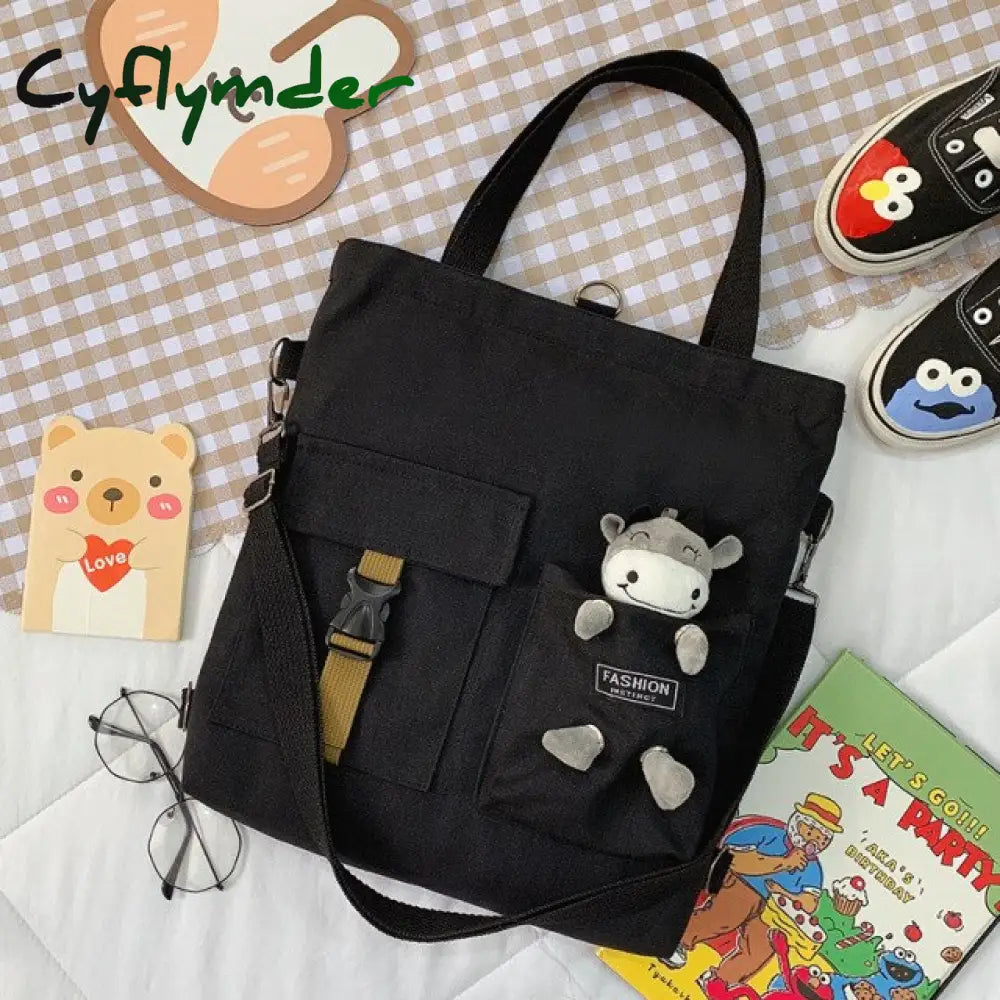 Cyflymder Kawaii Cartoon Tote Bag Canvas Handbag Shopping Super Cool Handbags Shoulder Bags For