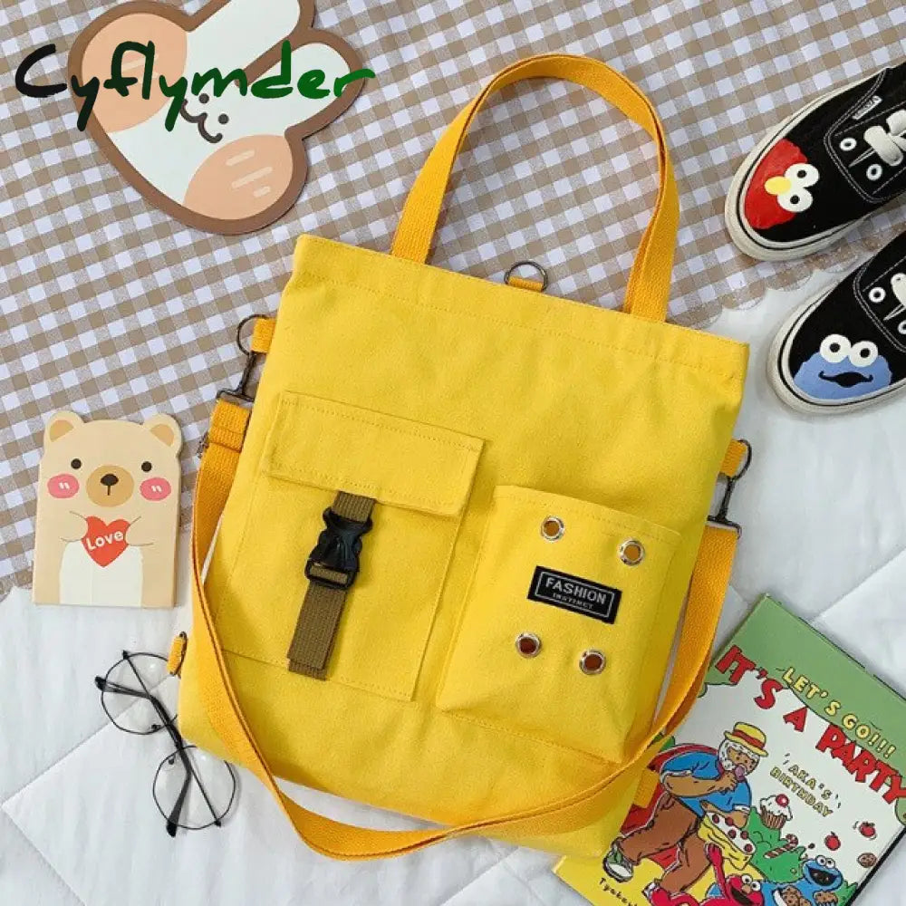 Cyflymder Kawaii Cartoon Tote Bag Canvas Handbag Shopping Super Cool Handbags Shoulder Bags For