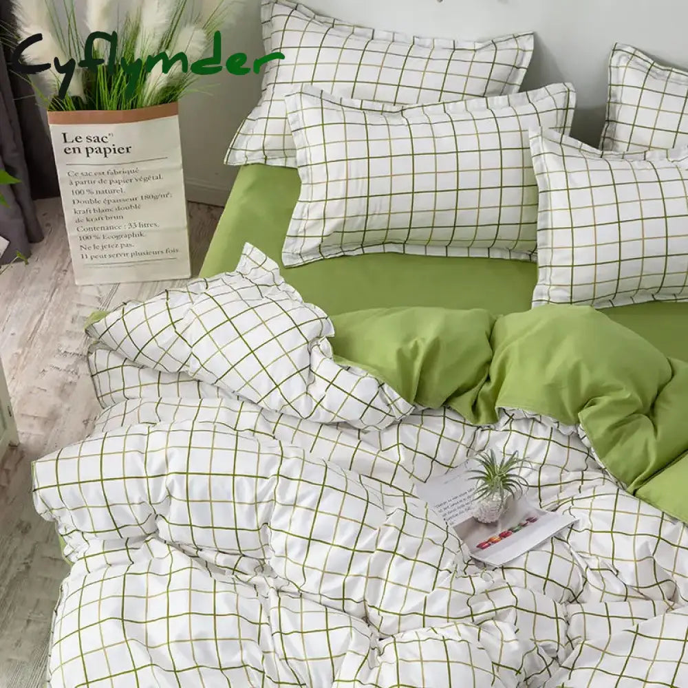 Cyflymder Kawaii Cherry Duvet Cover Set Pillowcase Flat Sheet Floral Boys Girls Twin Full Size Soft Bedding Kit Korean