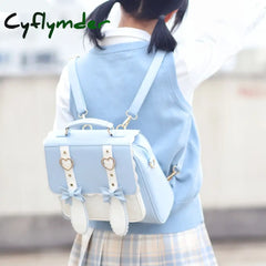 Cyflymder Kawaii Girl Jk Uniform Student Bag Messenger Portable Backpack Japanese Sweet Bowknot