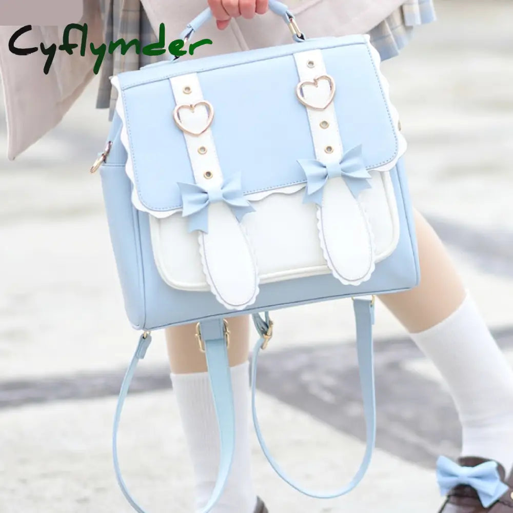 Cyflymder Kawaii Girl Jk Uniform Student Bag Messenger Portable Backpack Japanese Sweet Bowknot