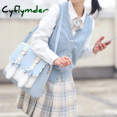 Cyflymder Kawaii Girl Jk Uniform Student Bag Messenger Portable Backpack Japanese Sweet Bowknot