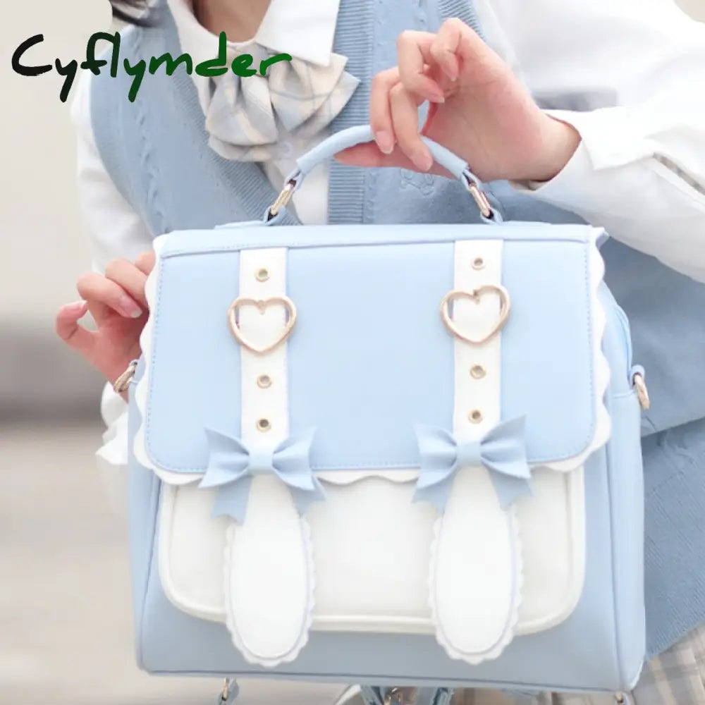 Cyflymder Kawaii Girl Jk Uniform Student Bag Messenger Portable Backpack Japanese Sweet Bowknot