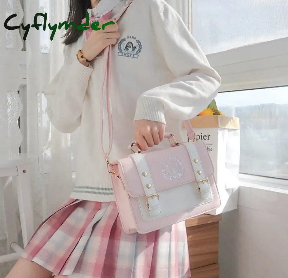 Cyflymder Kawaii Girl Jk Uniform Student Bag Messenger Portable Backpack Japanese Sweet Bowknot