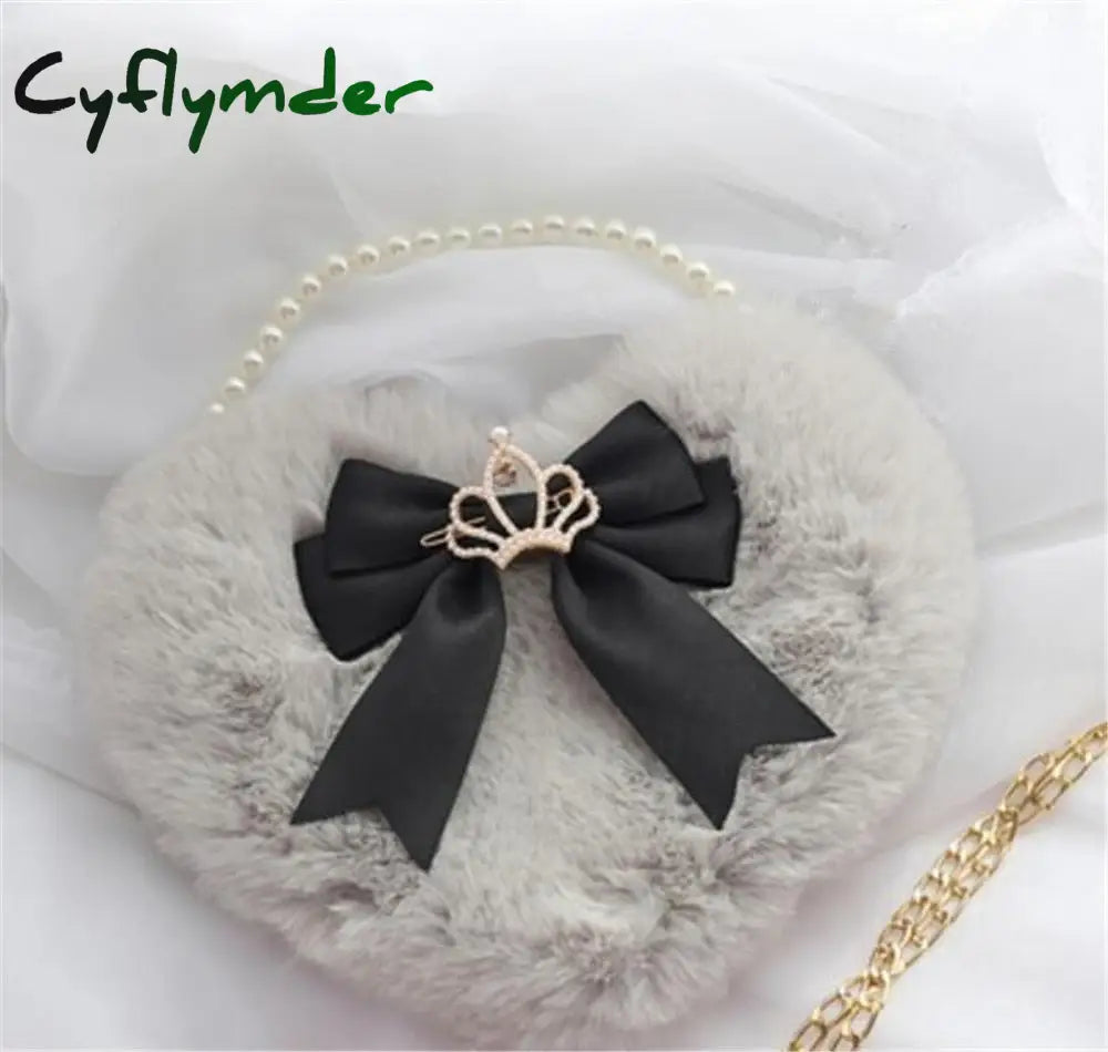 Cyflymder Kawaii Heart-Shaped Lolita Girl Messenger Bag Harajuku Plush Bow Jk Uniform Cute Furry