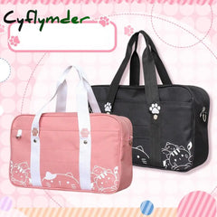 Cyflymder Kawaii Japanese Style Cat Jk Uniform Handbag Crossbody Canvas Bag Women Lolita Anime