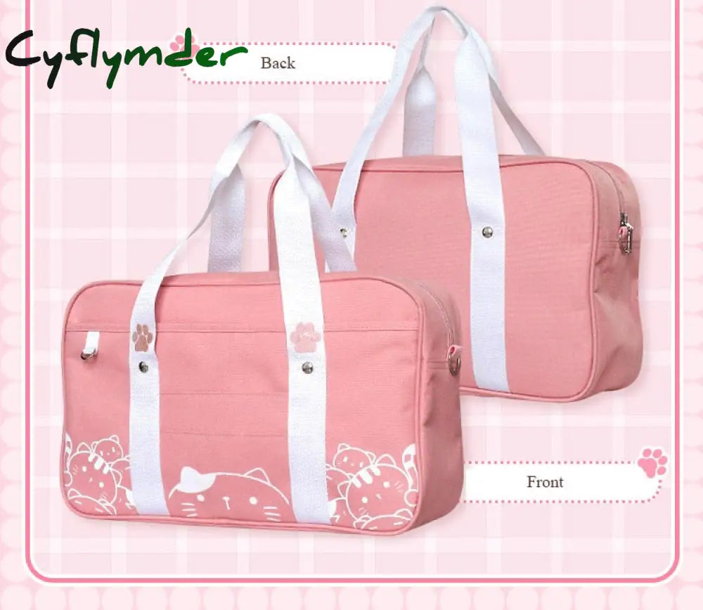 Cyflymder Kawaii Japanese Style Cat Jk Uniform Handbag Crossbody Canvas Bag Women Lolita Anime