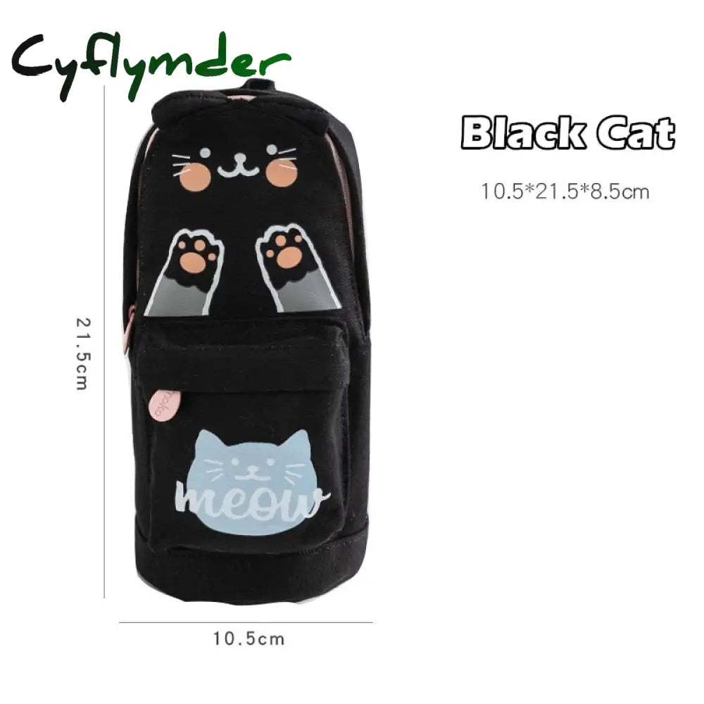 Cyflymder Kawaii Lucky Cat And Dinosaur Pen Pencil Bag Cartoon Schoolbag Shape Storage Organizer