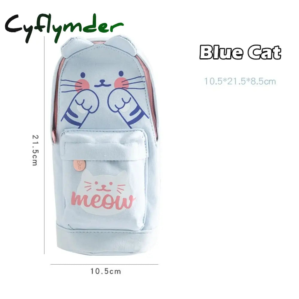 Cyflymder Kawaii Lucky Cat And Dinosaur Pen Pencil Bag Cartoon Schoolbag Shape Storage Organizer