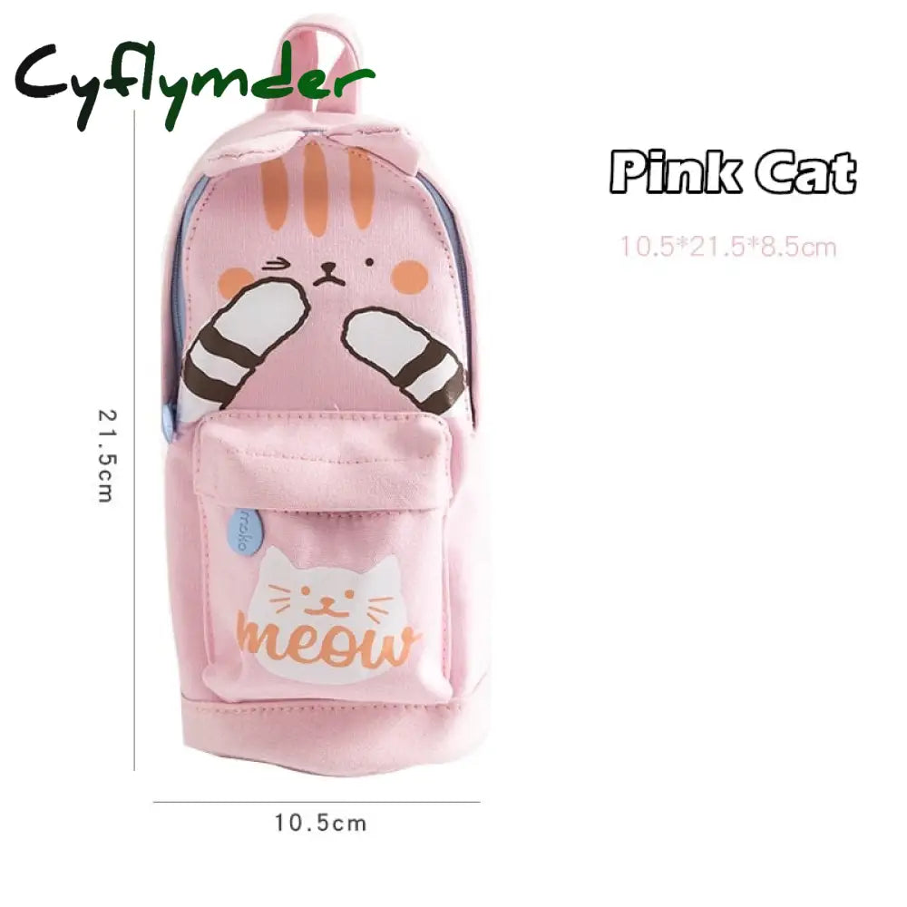 Cyflymder Kawaii Lucky Cat And Dinosaur Pen Pencil Bag Cartoon Schoolbag Shape Storage Organizer