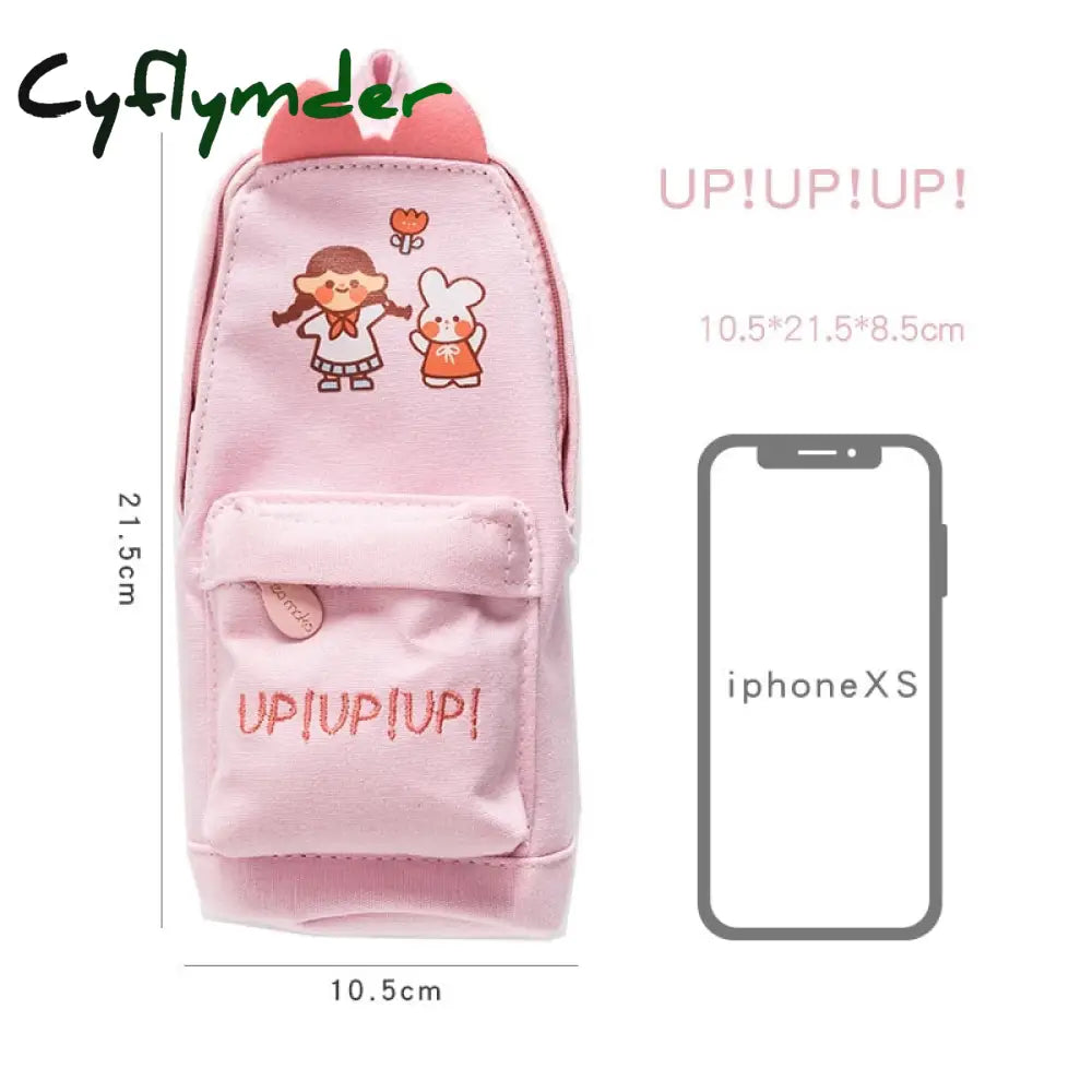 Cyflymder Kawaii Lucky Cat And Dinosaur Pen Pencil Bag Cartoon Schoolbag Shape Storage Organizer